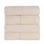 Zero Twist Cotton Solid and Jacquard Bath Towel Set of 4