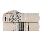 Superior Zero Twist Cotton Solid & Jacquard Floral Bath Sheet Set of 2