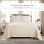 Lightweight Cotton Bedspread Sets 3-Piece Geometric Fret Jacquard Matelassé