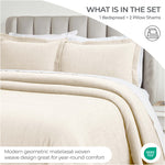 Superior Zenith Cotton Medium Weight Geometric Matelasse Bedspread Set