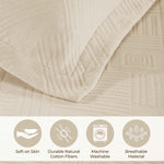 Lightweight Cotton Bedspread Sets 3-Piece Geometric Fret Jacquard Matelassé