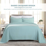 Paisley Cotton Bedspread Set Lightweight Jacquard Matelassé 3-Piece