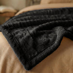 Kacey Ribbed Fluffy Fleece Blanket - Plush Striped Textured Throw