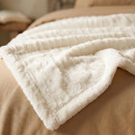 Kacey Ribbed Fluffy Fleece Blanket - Plush Striped Textured Throw