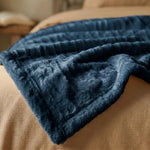 Kacey Ribbed Fluffy Fleece Blanket - Plush Striped Textured Throw