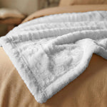 Kacey Ribbed Fluffy Fleece Blanket - Plush Striped Textured Throw