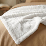Kacey Ribbed Fluffy Fleece Blanket - Plush Striped Textured Throw