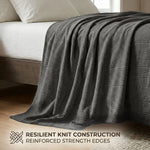 Kacey Ribbed Fluffy Fleece Blanket - Plush Striped Textured Throw
