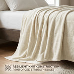 Kacey Ribbed Fluffy Fleece Blanket - Plush Striped Textured Throw