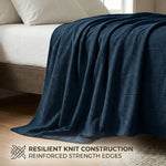 Kacey Ribbed Fluffy Fleece Blanket - Plush Striped Textured Throw