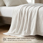 Kacey Ribbed Fluffy Fleece Blanket - Plush Striped Textured Throw