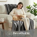 Kacey Ribbed Fluffy Fleece Blanket - Plush Striped Textured Throw