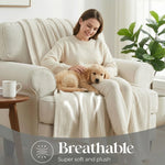 Kacey Ribbed Fluffy Fleece Blanket - Plush Striped Textured Throw