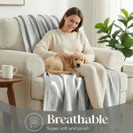 Kacey Ribbed Fluffy Fleece Blanket - Plush Striped Textured Throw
