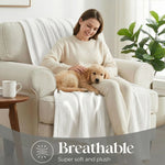 Kacey Ribbed Fluffy Fleece Blanket - Plush Striped Textured Throw