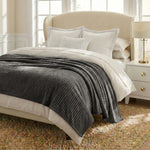 Kacey Ribbed Fluffy Fleece Blanket - Plush Striped Textured Throw