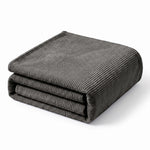 Kacey Ribbed Fluffy Fleece Blanket - Plush Striped Textured Throw