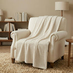 Kacey Ribbed Fluffy Fleece Blanket - Plush Striped Textured Throw
