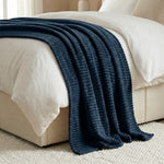 Kacey Ribbed Fluffy Fleece Blanket - Plush Striped Textured Throw