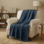 Kacey Ribbed Fluffy Fleece Blanket - Plush Striped Textured Throw