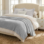 Kacey Ribbed Fluffy Fleece Blanket - Plush Striped Textured Throw