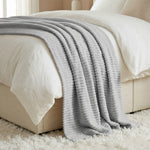Kacey Ribbed Fluffy Fleece Blanket - Plush Striped Textured Throw