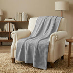Kacey Ribbed Fluffy Fleece Blanket - Plush Striped Textured Throw