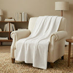 Kacey Ribbed Fluffy Fleece Blanket - Plush Striped Textured Throw