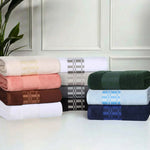 Superior Larissa Cotton Geometric Border 8 Piece Towel Set