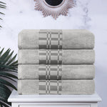 Superior Larissa Cotton Geometric Border Bath Towel Set of 4