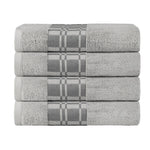 Superior Larissa Cotton Geometric Border Bath Towel Set of 4