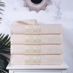Superior Larissa Cotton Geometric Border Bath Towel Set of 4