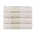 Superior Larissa Cotton Geometric Border Bath Towel Set of 4