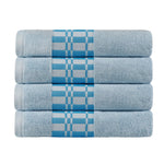 Superior Larissa Cotton Geometric Border Bath Towel Set of 4