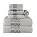 Superior Larissa Cotton Geometric Border 8 Piece Towel Set