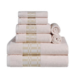 Superior Larissa Cotton Geometric Border 8 Piece Towel Set
