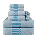 Superior Larissa Cotton Geometric Border 8 Piece Towel Set