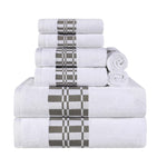 Superior Larissa Cotton Geometric Border 8 Piece Towel Set