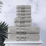 Superior Larissa Cotton Geometric Border 8 Piece Towel Set