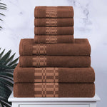 Superior Larissa Cotton Geometric Border 8 Piece Towel Set