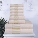 Superior Larissa Cotton Geometric Border 8 Piece Towel Set