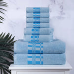 Superior Larissa Cotton Geometric Border 8 Piece Towel Set