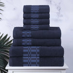 Superior Larissa Cotton Geometric Border 8 Piece Towel Set