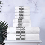 Superior Larissa Cotton Geometric Border 8 Piece Towel Set