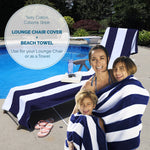 Superior Cabana Striped Cotton Chaise Lounge Chair Cover Set