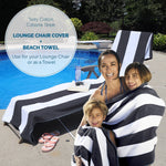 Superior Cabana Striped Cotton Chaise Lounge Chair Cover Set
