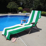 Superior Cabana Striped Cotton Chaise Lounge Chair Cover Set