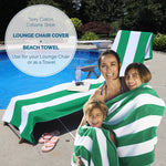 Superior Cabana Striped Cotton Chaise Lounge Chair Cover Set