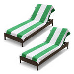Superior Cabana Striped Cotton Chaise Lounge Chair Cover Set