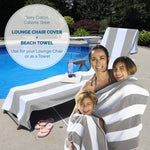 Superior Cabana Striped Cotton Chaise Lounge Chair Cover Set
